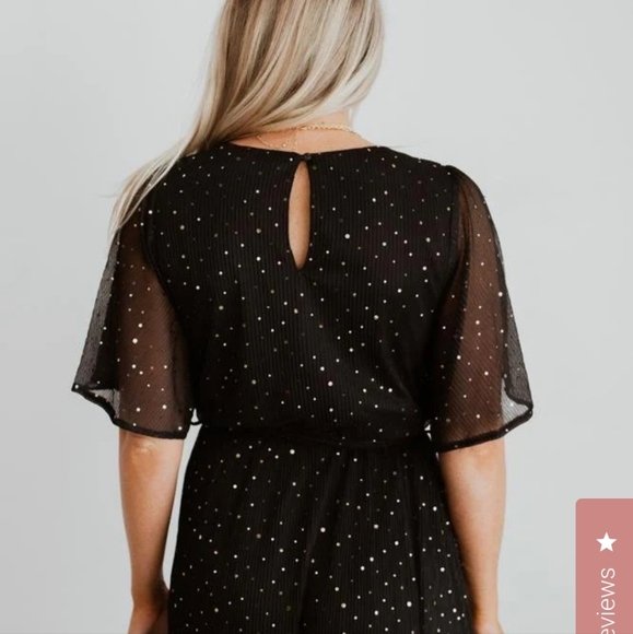 BALTIC BORN Grace Sparkle Dress, Black w/gold, faux-wrap, short sleeve, Size S - Picture 4 of 11